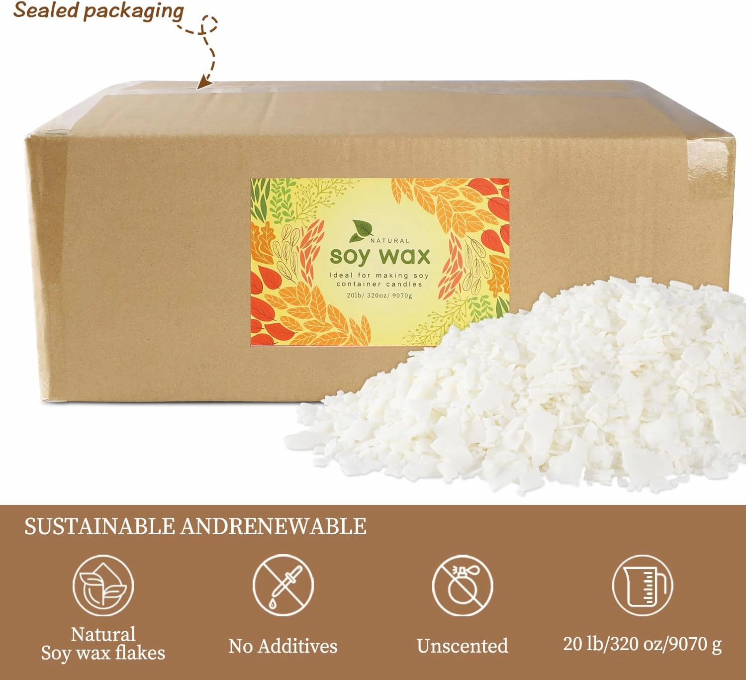 Pure Soy Wax for Making Candle - Pure Nature DIY Soy Wax Flakes -20 Pound Bag…