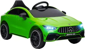 Qaba Mercedes-Benz AMG CLA 45 Licensed 12V Kids Electric Car, Battery Powered Ride on Car with Remote Control, Transport Wheels, Spring Suspension, LED Lights, Music Horn, Green