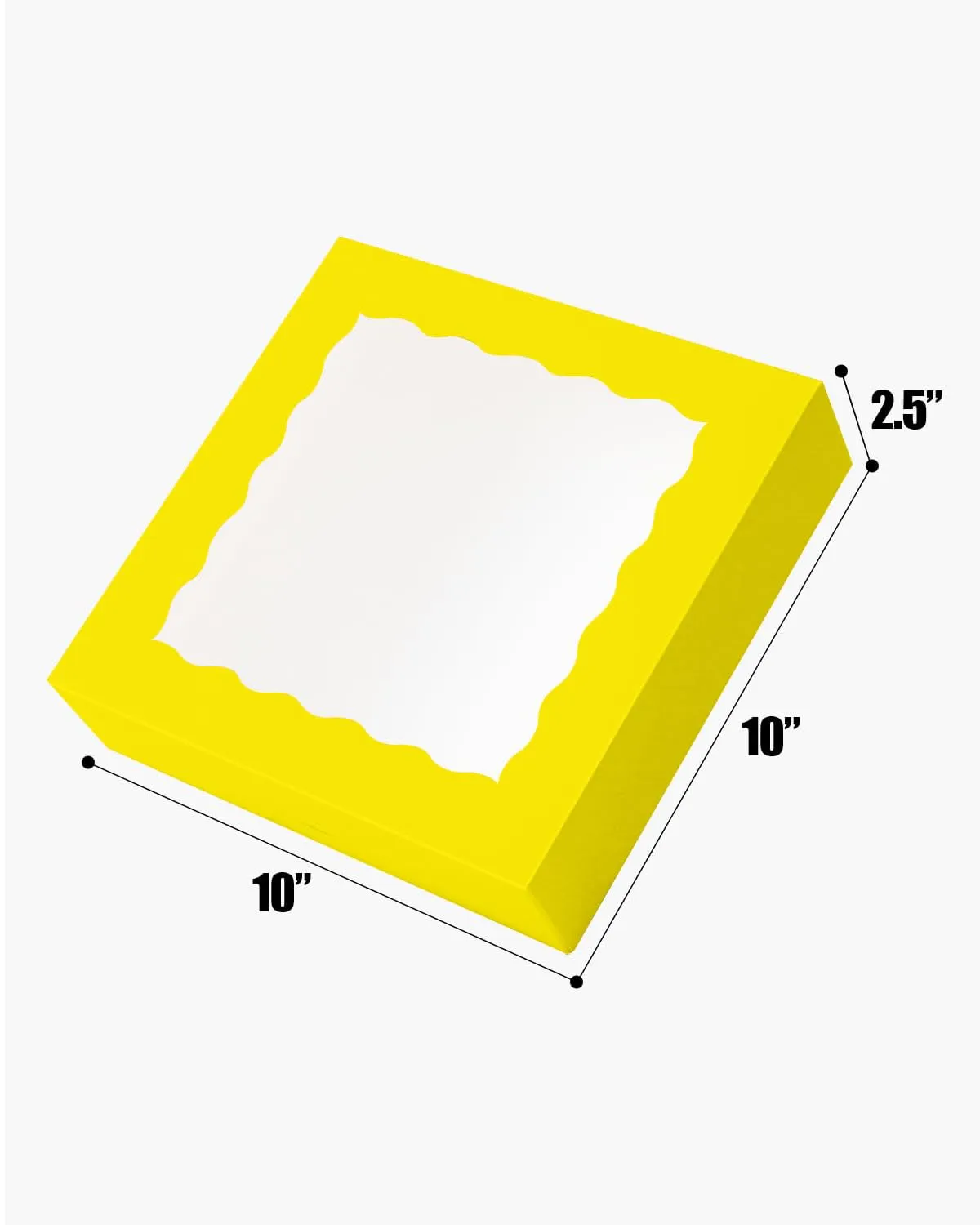 qiqee Auto-pop Up Yellow Pie Boxes with Window 10x10x2.5 inch 30Packs Cookie Donut Bakery Box