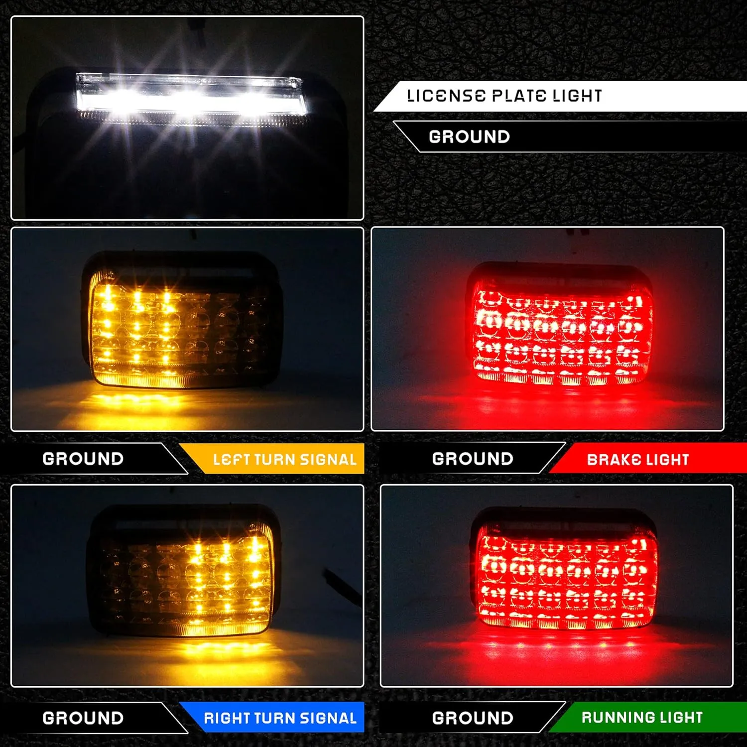 QUASCO LED ATV Brake Tail Lights, Smoked Motorcycle Taillight with Turn Signals Compatible with Yamaha Grizzly Big Bear Bruin Kodiak Wolverine Rhino Viking, Replacement for 5km-84710-01-00