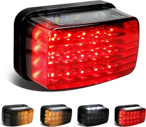 QUASCO LED ATV Brake Tail Lights, Smoked Motorcycle Taillight with Turn Signals Compatible with Yamaha Grizzly Big Bear Bruin Kodiak Wolverine Rhino Viking, Replacement for 5km-84710-01-00