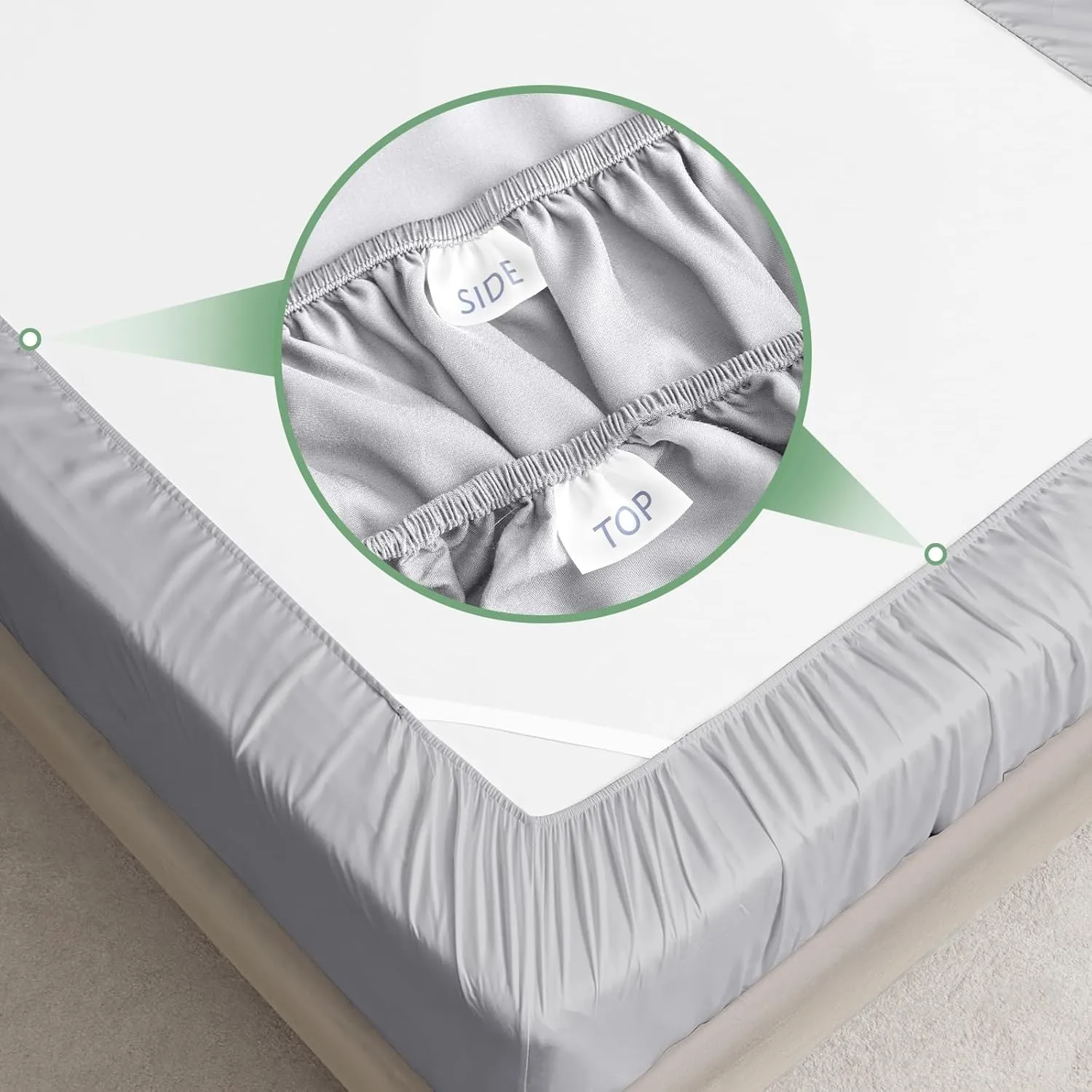 Queen Sheet Set, 100% Rayon Derived from Bamboo, 4-Piece, 16 Inch Deep Pockets, Cooling Sheets for Queen Size Bed Set, Breathable & Silky Soft, Hotel Bedding Sheets & Pillowcases, Gray