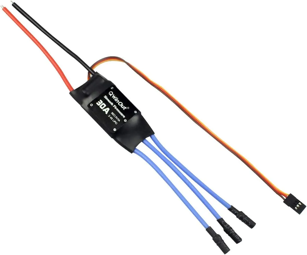 QWinOut 2-4S 30A RC Brushless ESC Simonk Firmware Electric Speed Controller with 5V 3A BEC with 3.5mm Female Banana Bullet for 2 to 4s Lipo Battery, DIY Multicopter Quadcopter (30A, 6 pcs)