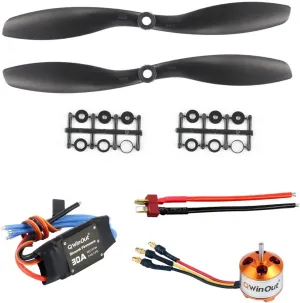 QWinOut RC A2212 1400KV Brushless Motor 30A BEC ESC  8045 CW CCW Propeller   Male Power Plug Connector 11.5CM Wire for DIY RC Plane Quadcopter Helicopter Aircraft