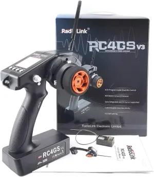 RadioLink RC4GS V3 2.4G 4CH RC Transmitter and Receiver R6FG Gyro Inside Pistol Grip Remote Controller for RC Car Boat Tank Buggy