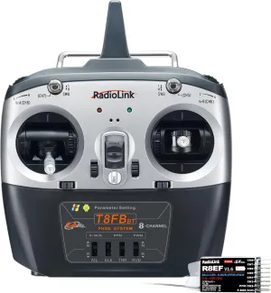 Radiolink T8FB 8 Channels 2.4GHz RC Remote Transmitter and R8EF Receiver APP Parameter Setup Dual Stick Controller for RC Airplane Aircraft Boat Car and More(Mode 2)