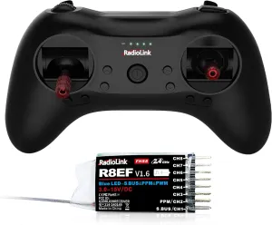 Radiolink T8S 8 Channels 2.4G RC Pocket Size Transmitter and Receiver R8EF RX, Radio Remote Controller, Built-in Rechargeable 1S Battery for Quad Drone/Airplane/Car/Boat/Robot and More (M2 Left Hand)