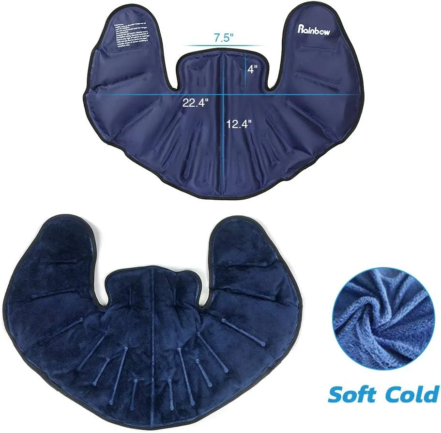 RAINBOW Ice Pack for Neck and Shoulders Pain Relief, Large Neck Ice Wrap with Soft Plush, Resuable Gel Ice Pack for Upper Back Pain, Rotator Cuff Injuries, Hot Cold Therapy for Swelling, Inflammation