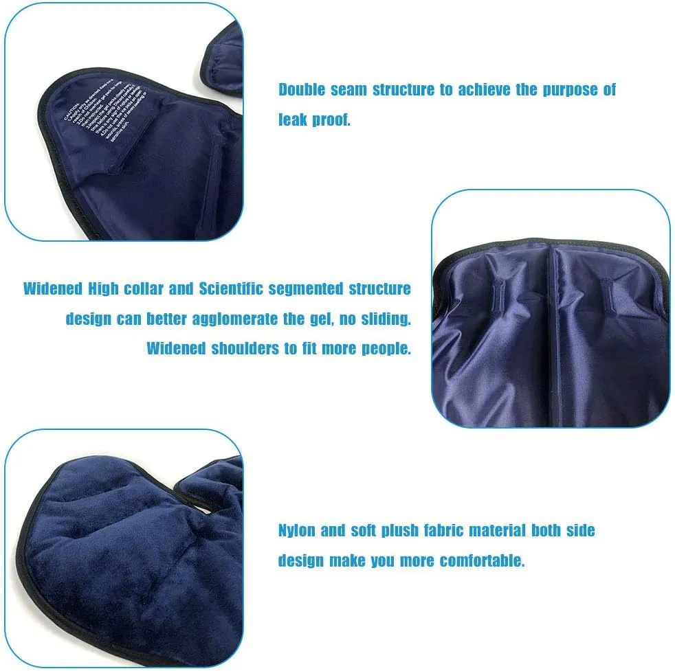 RAINBOW Ice Pack for Neck and Shoulders Pain Relief, Large Neck Ice Wrap with Soft Plush, Resuable Gel Ice Pack for Upper Back Pain, Rotator Cuff Injuries, Hot Cold Therapy for Swelling, Inflammation