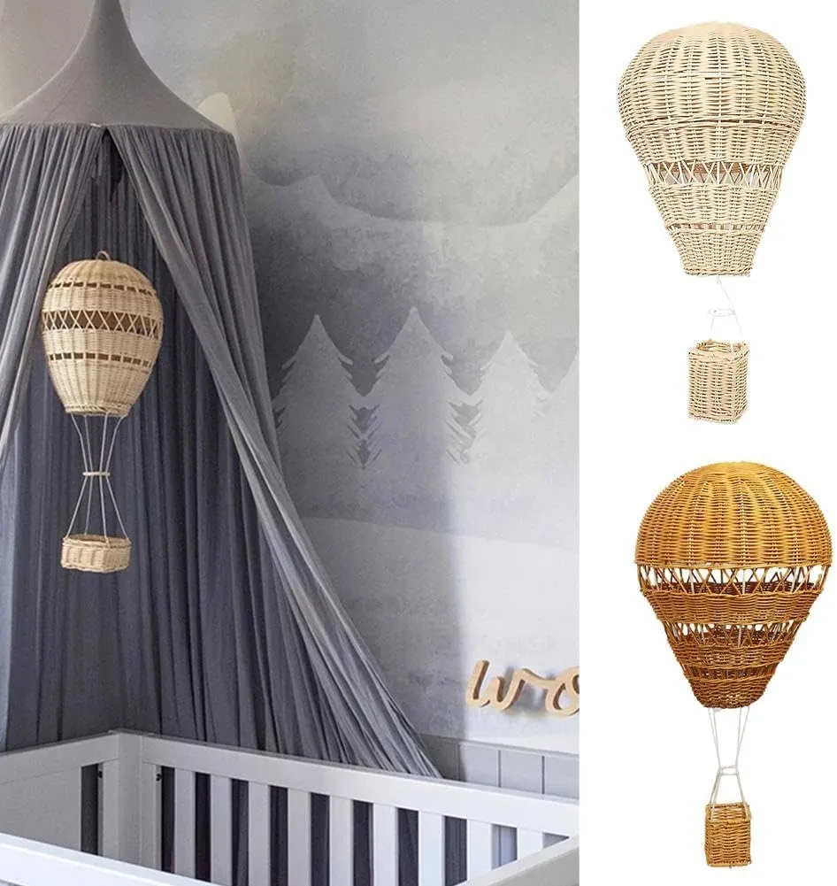 Rattan Hot Air Balloon Holiday Party Supplies, Inflatable Wall-mounted Decor, Hanging Decorative Balloon for Home