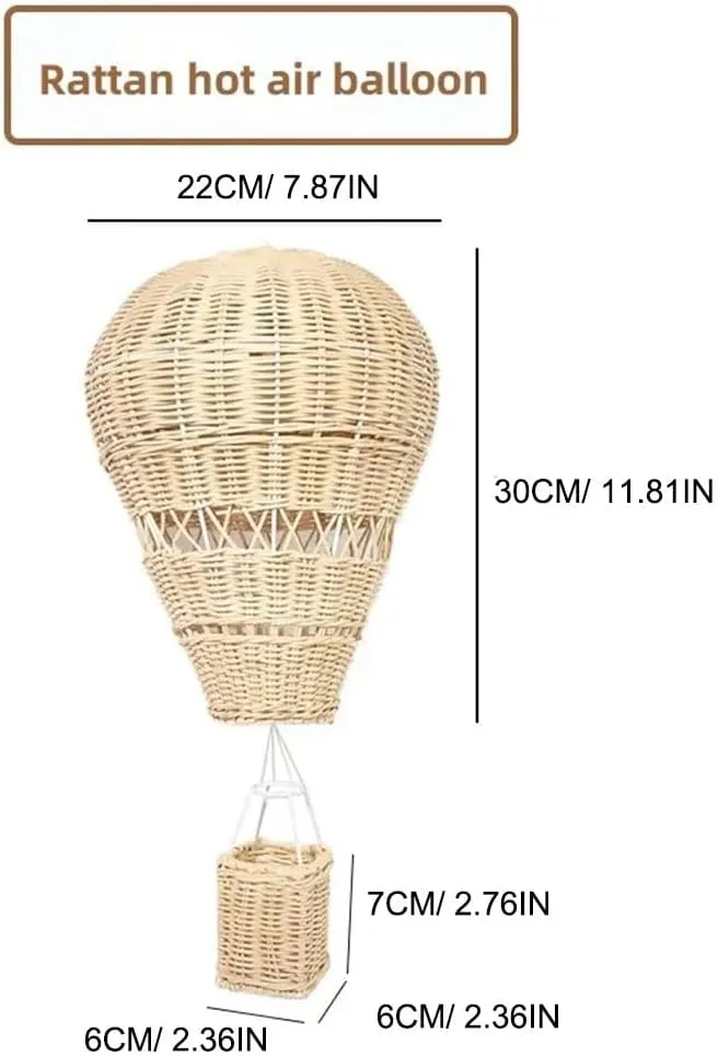 Rattan Hot Air Balloon Holiday Party Supplies, Inflatable Wall-mounted Decor, Hanging Decorative Balloon for Home