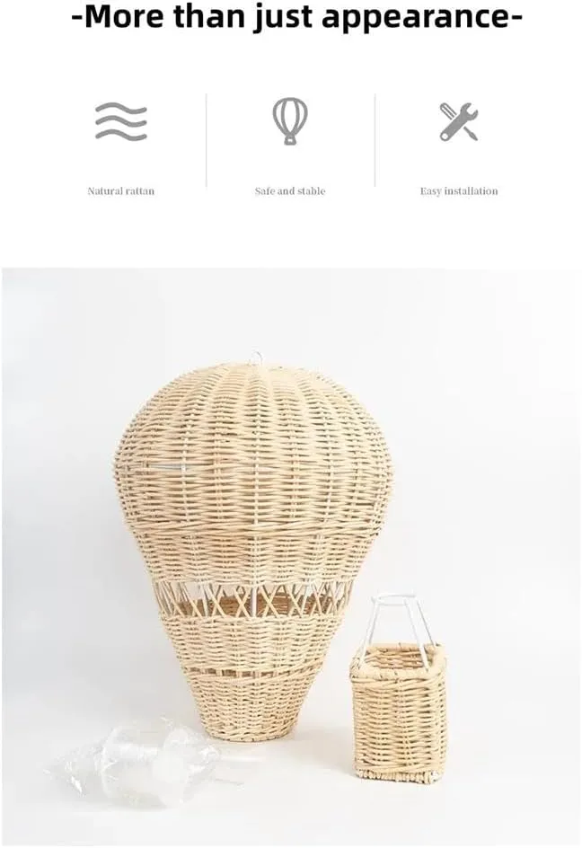 Rattan Hot Air Balloon Holiday Party Supplies, Inflatable Wall-mounted Decor, Hanging Decorative Balloon for Home