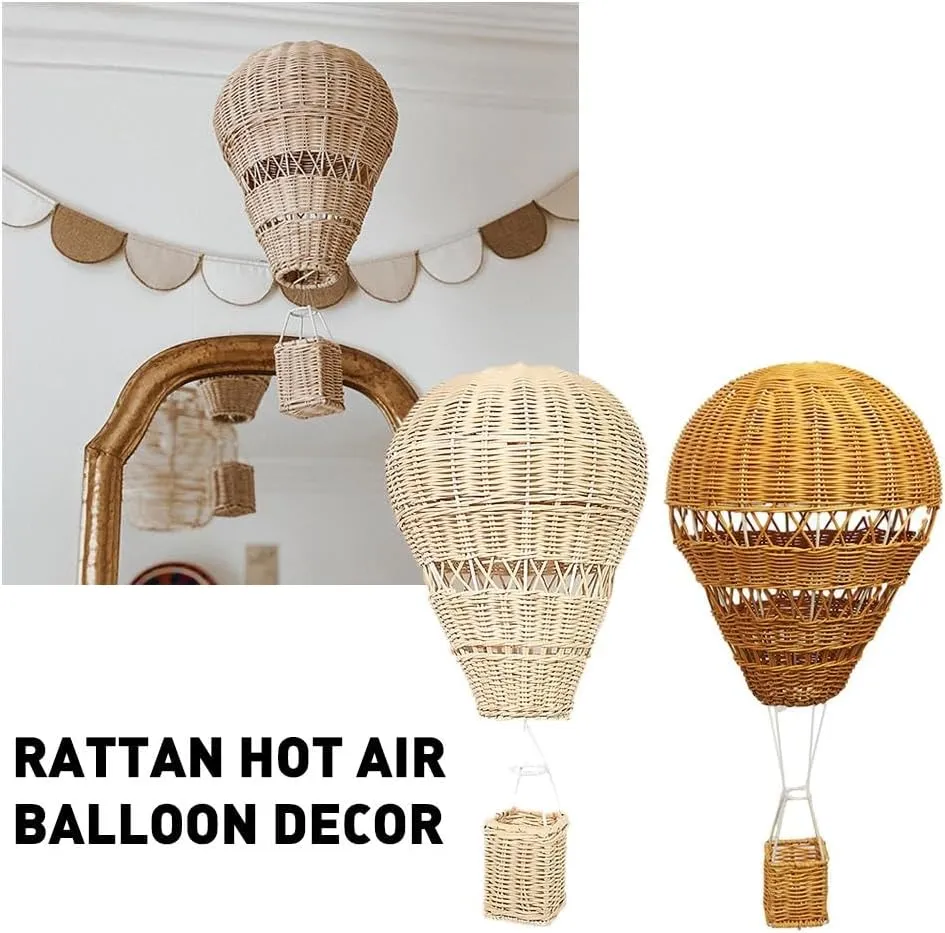 Rattan Hot Air Balloon Holiday Party Supplies, Inflatable Wall-mounted Decor, Hanging Decorative Balloon for Home