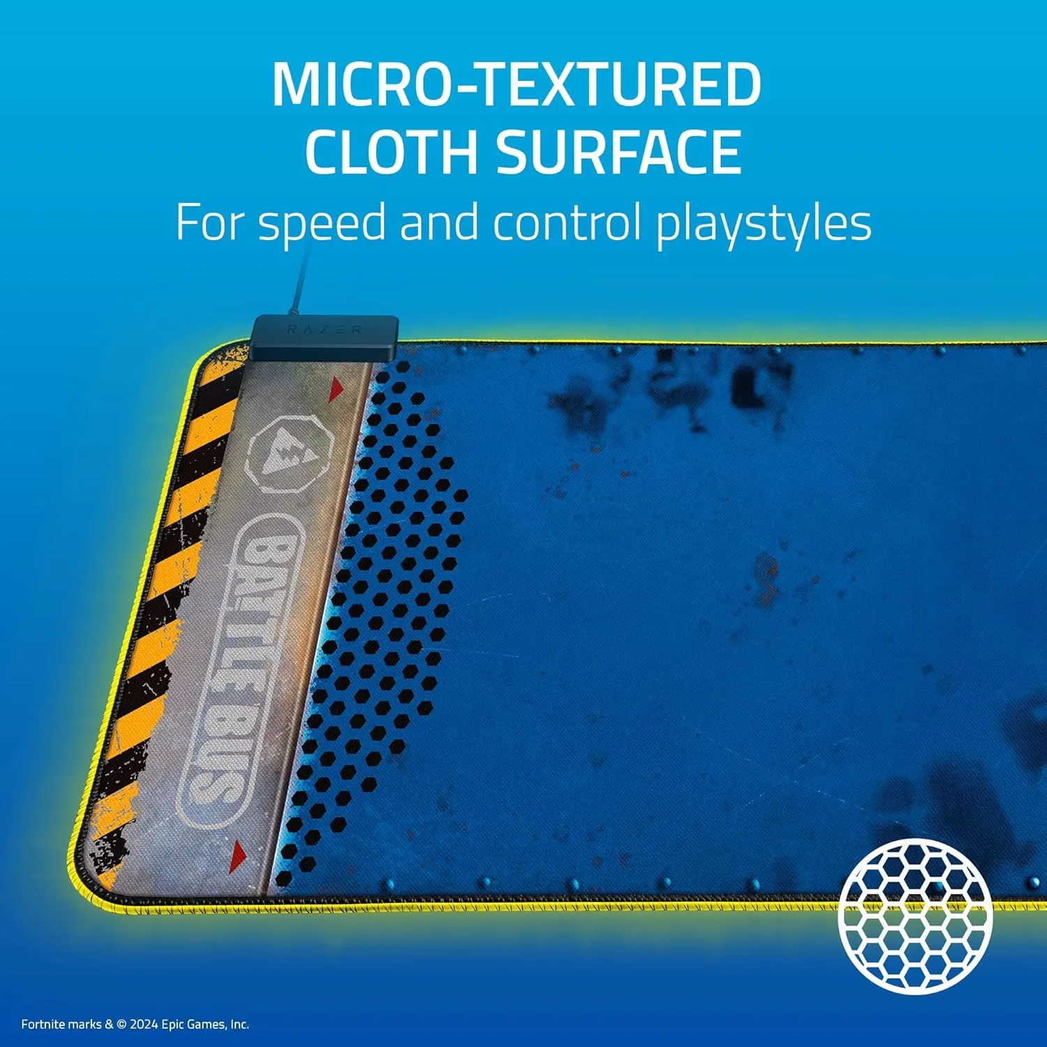 Razer Goliathus Extended Chroma Gaming Mousepad: Customizable Chroma RGB Lighting - Micro Textured Surface - Balanced Control & Speed - Non-Slip Rubber Base - Large Surface - Fortnite Edition