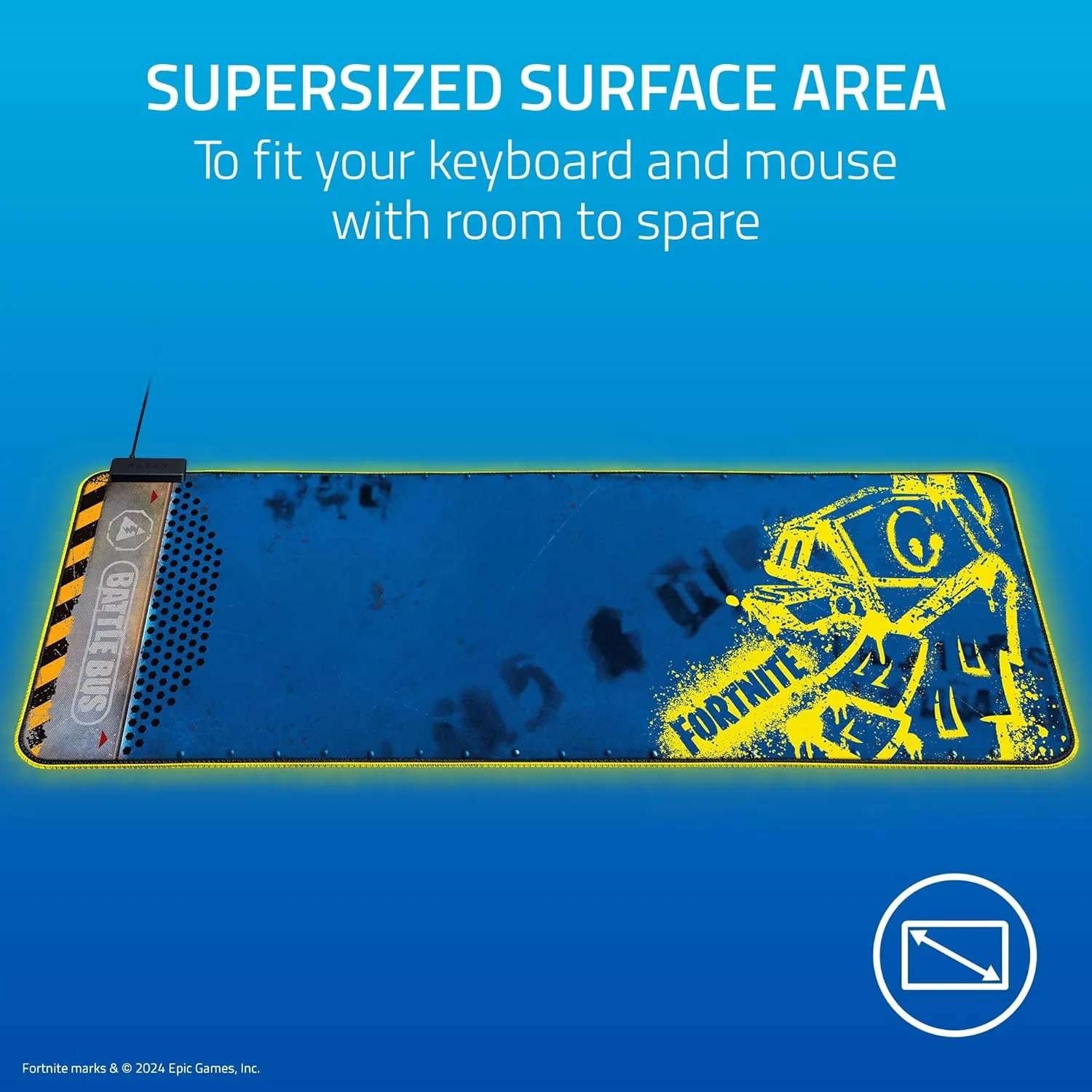 Razer Goliathus Extended Chroma Gaming Mousepad: Customizable Chroma RGB Lighting - Micro Textured Surface - Balanced Control & Speed - Non-Slip Rubber Base - Large Surface - Fortnite Edition