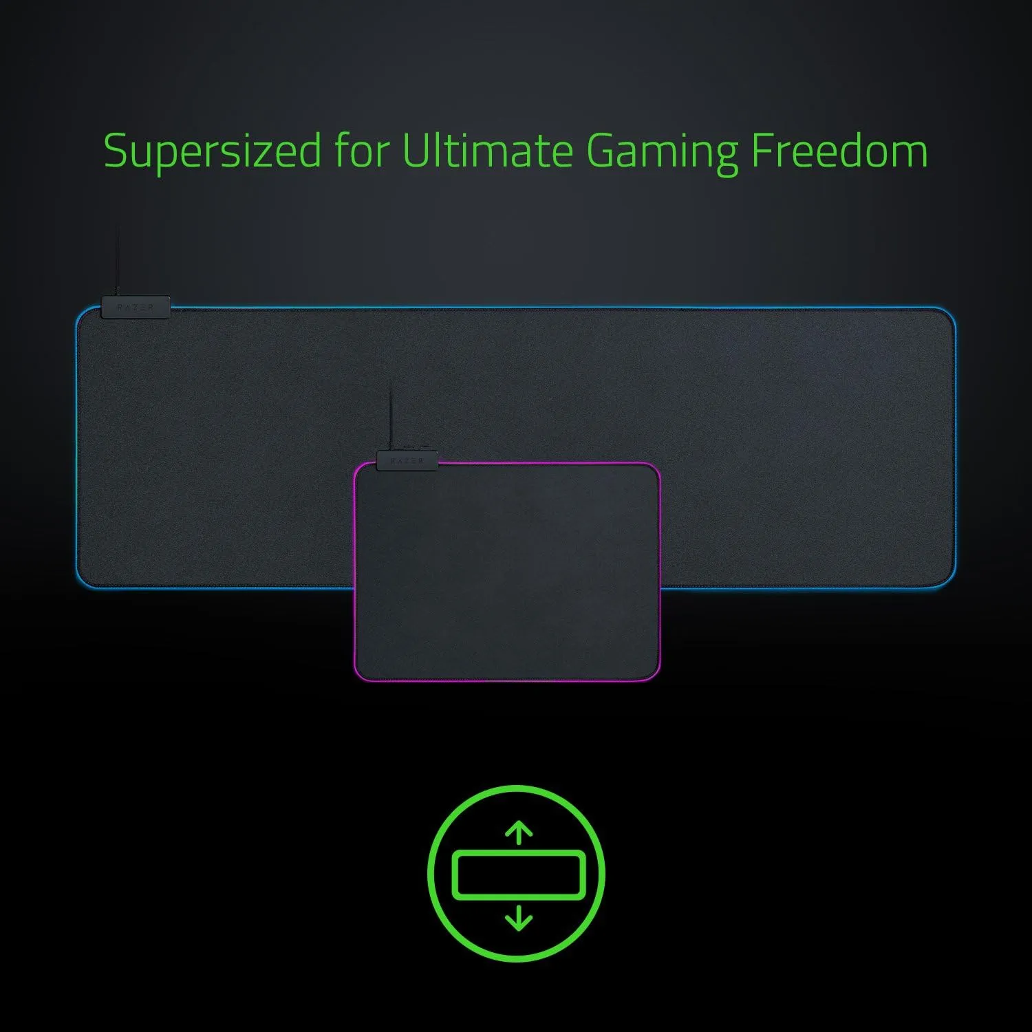 Razer Goliathus Extended Chroma Gaming Mousepad: Customizable Chroma RGB Lighting - Soft, Cloth Material - Balanced Control & Speed - Non-Slip Rubber Base - Classic Black