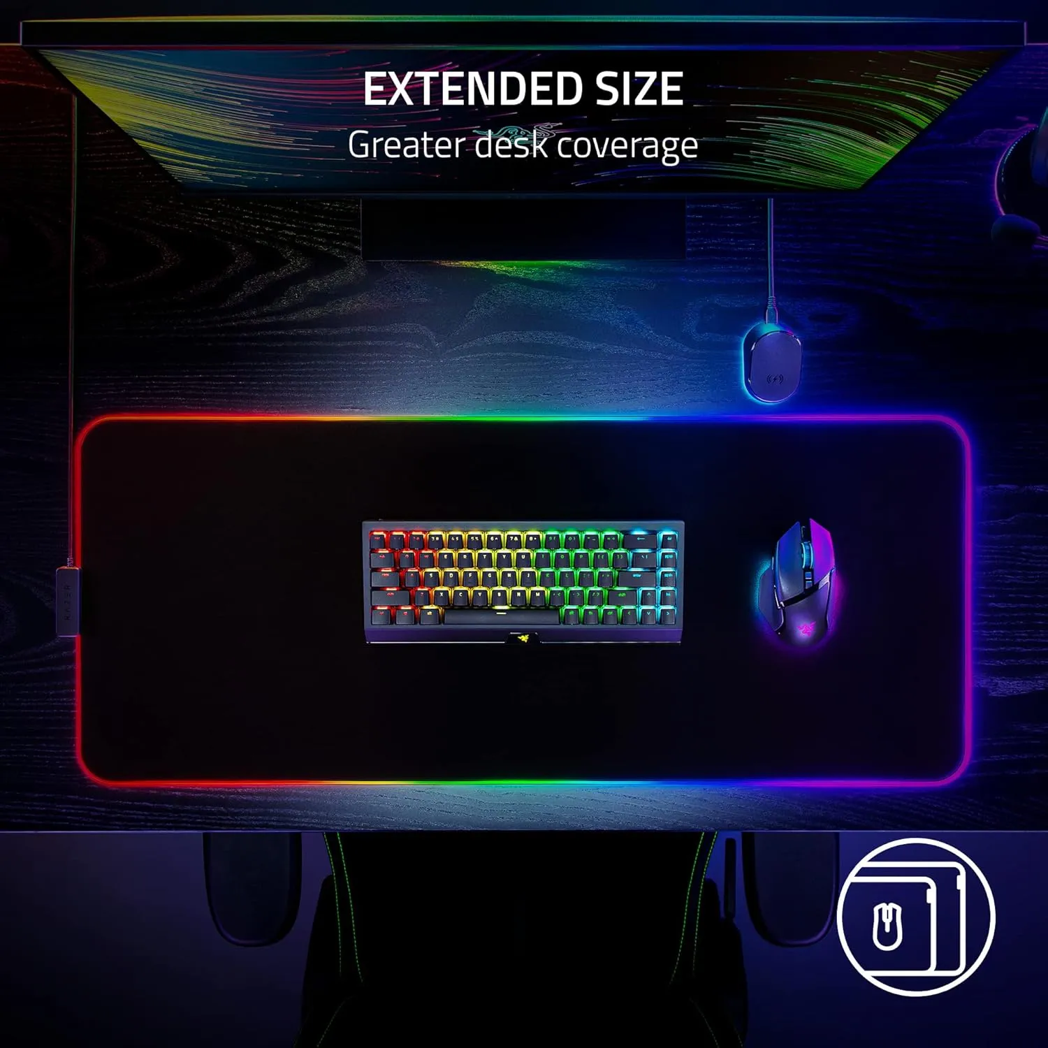 Razer Strider Chroma Hybrid Gaming Mouse Mat with Razer Chroma RGB: Hybrid Soft/Hard Mat - 19 Razer Chroma RGB Lighting Zones - Warp and Water-Resistant - Anti-Slip Base - Seamless Edges