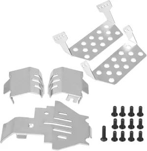 RC Chassis Armors Set, Stainless Steel RC Chassis Protector, Armors Skid Plate for Traxxas -4 82056-4 RC Car