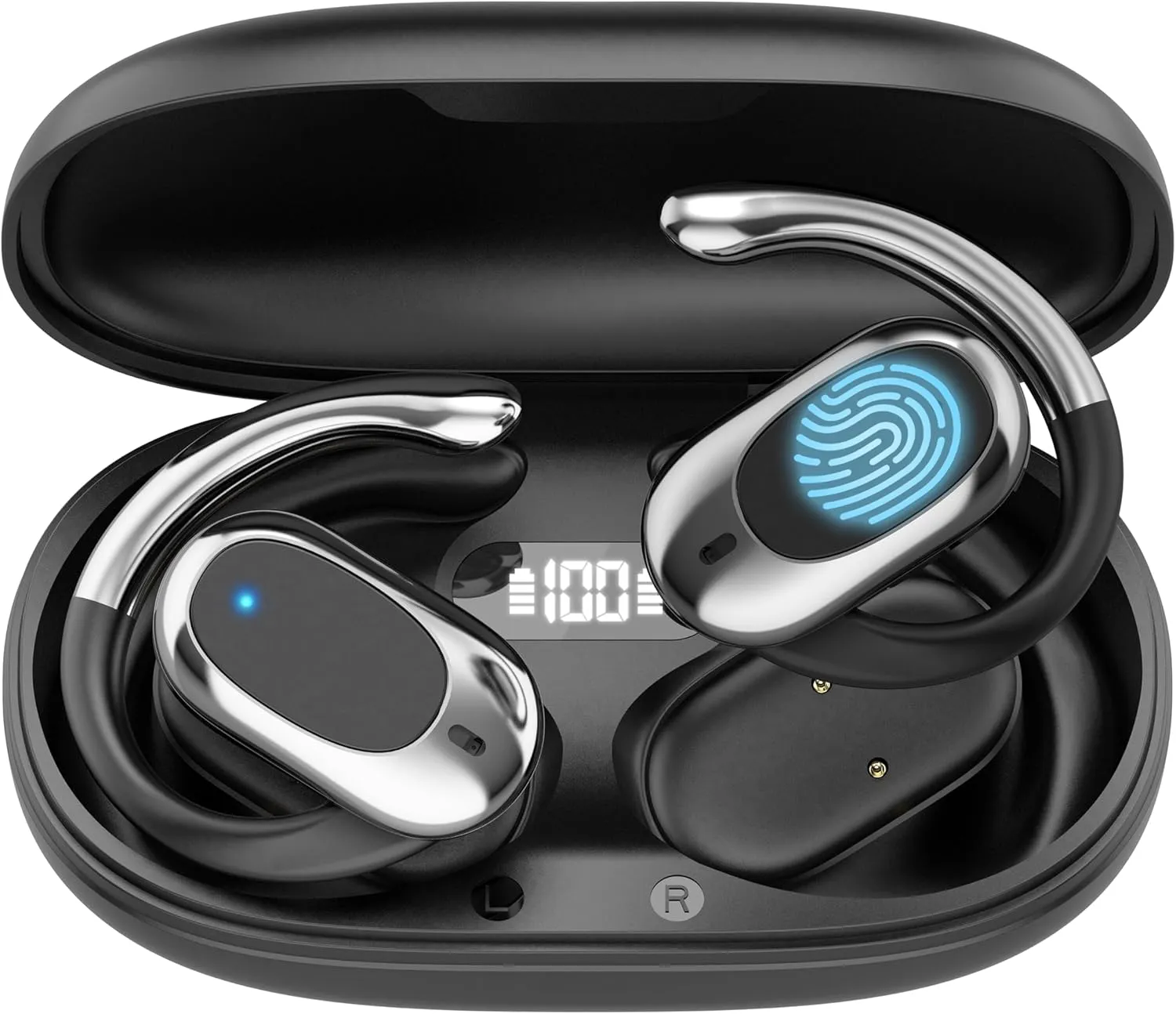 Real Time Translation Earbuds, AI Language Translator Earphone 3-in-1 Accents & Long Battery Life Translation Earbuds OWS 144 Languages & 8 Offline for Travel Business,（Black）