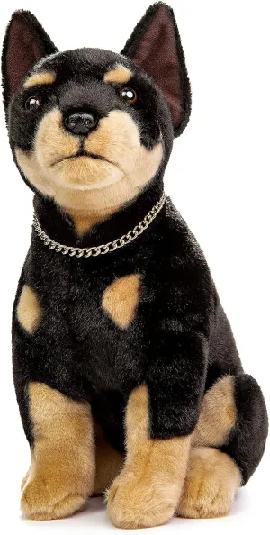Realistic Doberman Dog Plush Toy - Simulation 12" Standing Doberman Noble Pet Dog Stuffed Animal Puppy Model Toy, Unique Plush Gift Collection for Kids Birthday, Home Decor