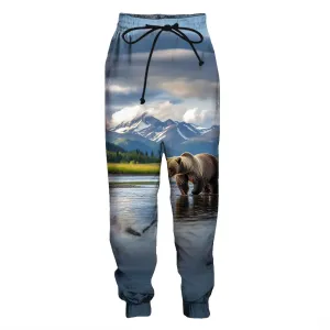 Realistic Grizzly Bear Pant Nature Wildlife Art Graphic Print Casual Wear Men Women Adventure