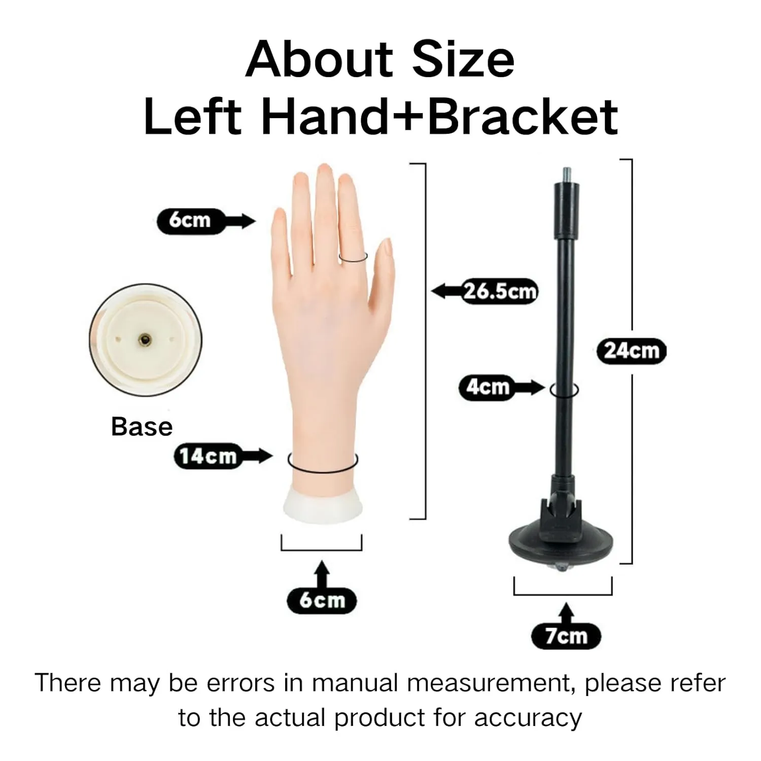 Realistic Practice Hand Flexible Bendable Nail Practice Hand With Holder，NINGDAN Hand Nail Art Training Tools Necklace Bracelet Ring Stand for Showing Photography Props Nail Tech (1pcs Left bracket)