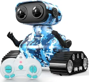 Rechargeable Robot Toy for Boys | RC Remote Control with LED Eyes, Dance Moves, Music | Gifts for Kids Age 3 4  Boost Imagination and Motor Skills(Navy Blue)