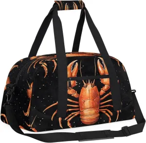 Red Crayfish Kids Overnighter Duffel Bags for Boys, Carry-On Size Sports Gym Bag with Front Zipper Pocket for School Practice or Overnight Travel Weekender Sleepover Tote Bag