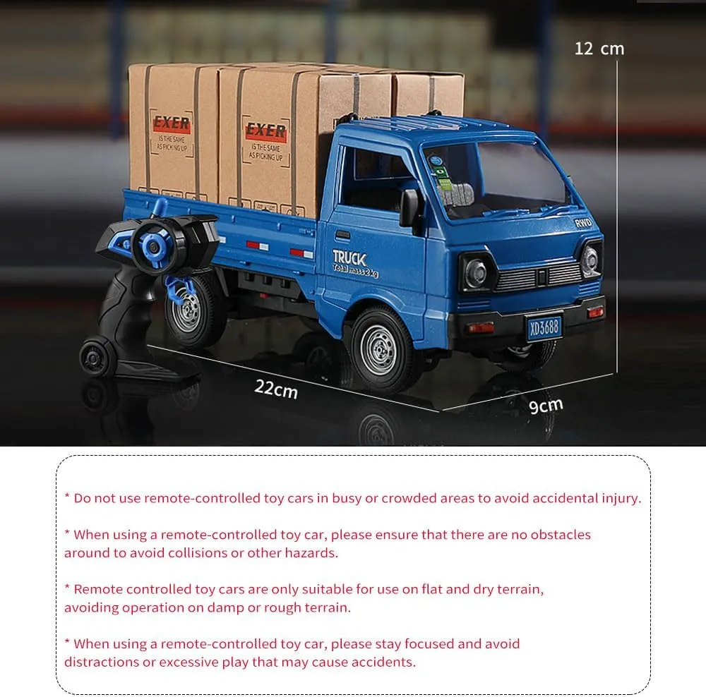 Remote Control Car RC Kei Truck,1:16 Scale RC Transporter Pickup Truck, 2.4GHz All Terrain RC Transport Cars with Spray & Light, 3 Batteries, Best Gifts Ideas for Kids Age 6 Year Old (Green)