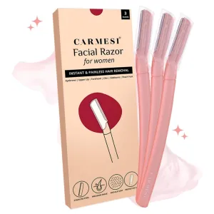 Reusable Face Razor for Women Facial Hair- 3 Razors | Instant & Painless Hair Removal | For Eyebrows, Upper Lip, Forehead, Peach Fuzz, Chin and Sideburns | Dermaplaning Tool