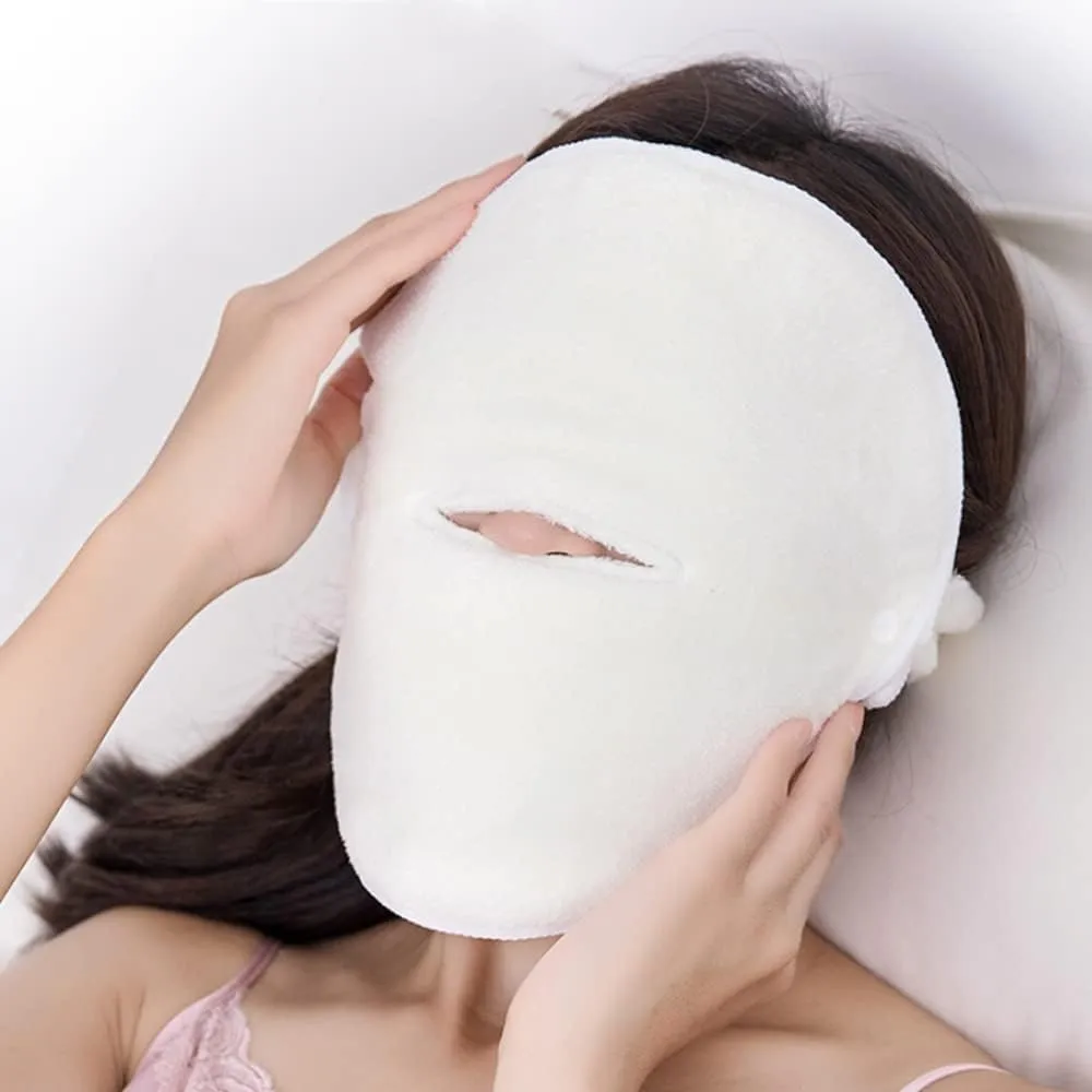 Reusable Face Steamer Towel Mask Cold Hot Compress Facial Moisturizing Anti Aging Towel Mask Skin Sauna Cleansing Pores Beauty Tool, 4pcs/Pack (One Hole with Rope)