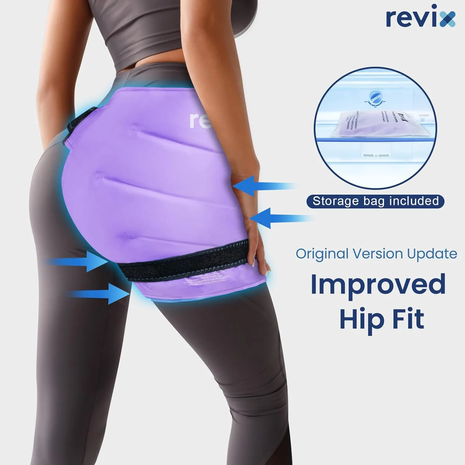 REVIX Extra Large Hip Ice Pack Wrap with Straps, Reusable Gel Ice Pack for Hip Replacement, Thigh, Shoulder & Back, Soft Lining Cold Compress Recovery Kit