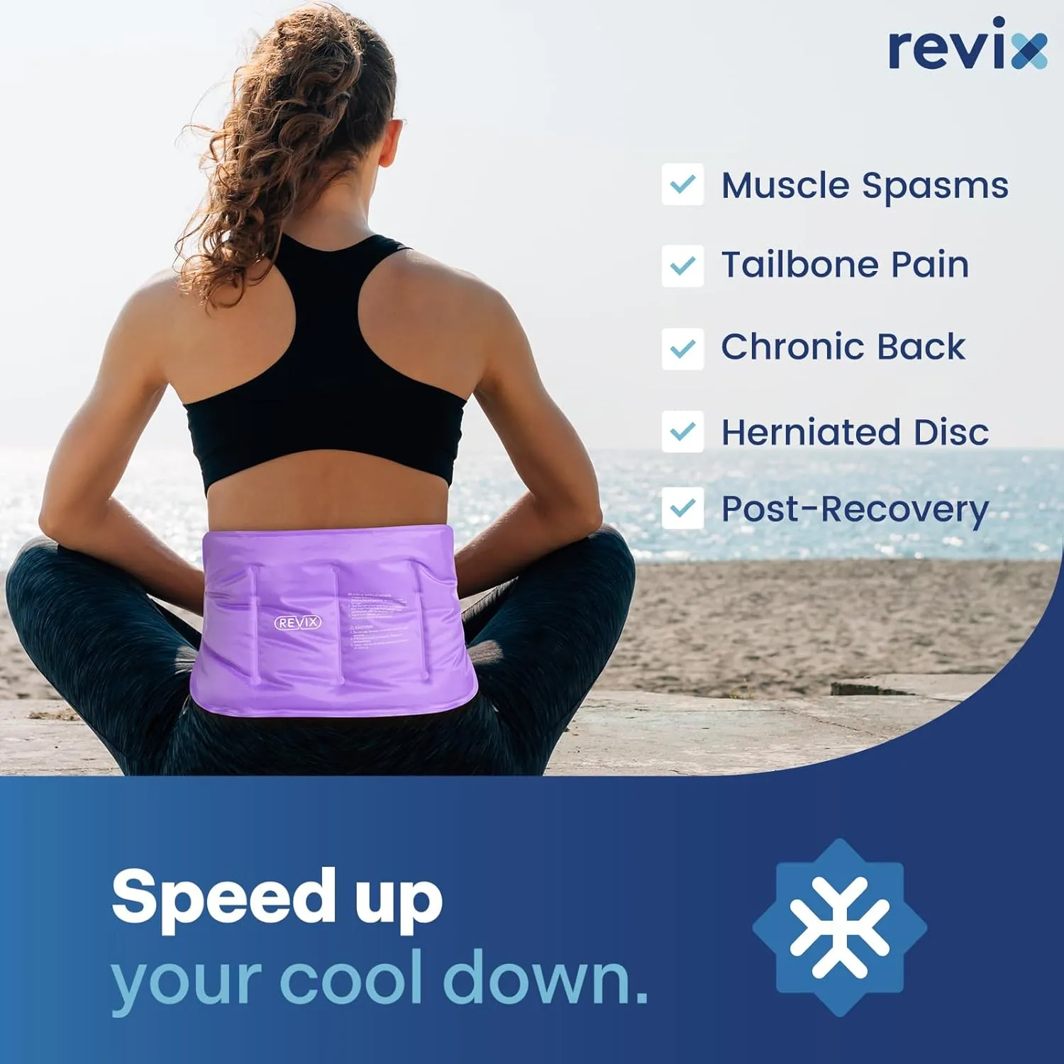 REVIX Ice Packs for Injuries Reusable Gel for Back, 16 × 9 ", Flexible Gel Cold Pack for Shoulder, Lower Back, Thigh, Arm, Cold Compress Therapy Cooling Pad with Strap