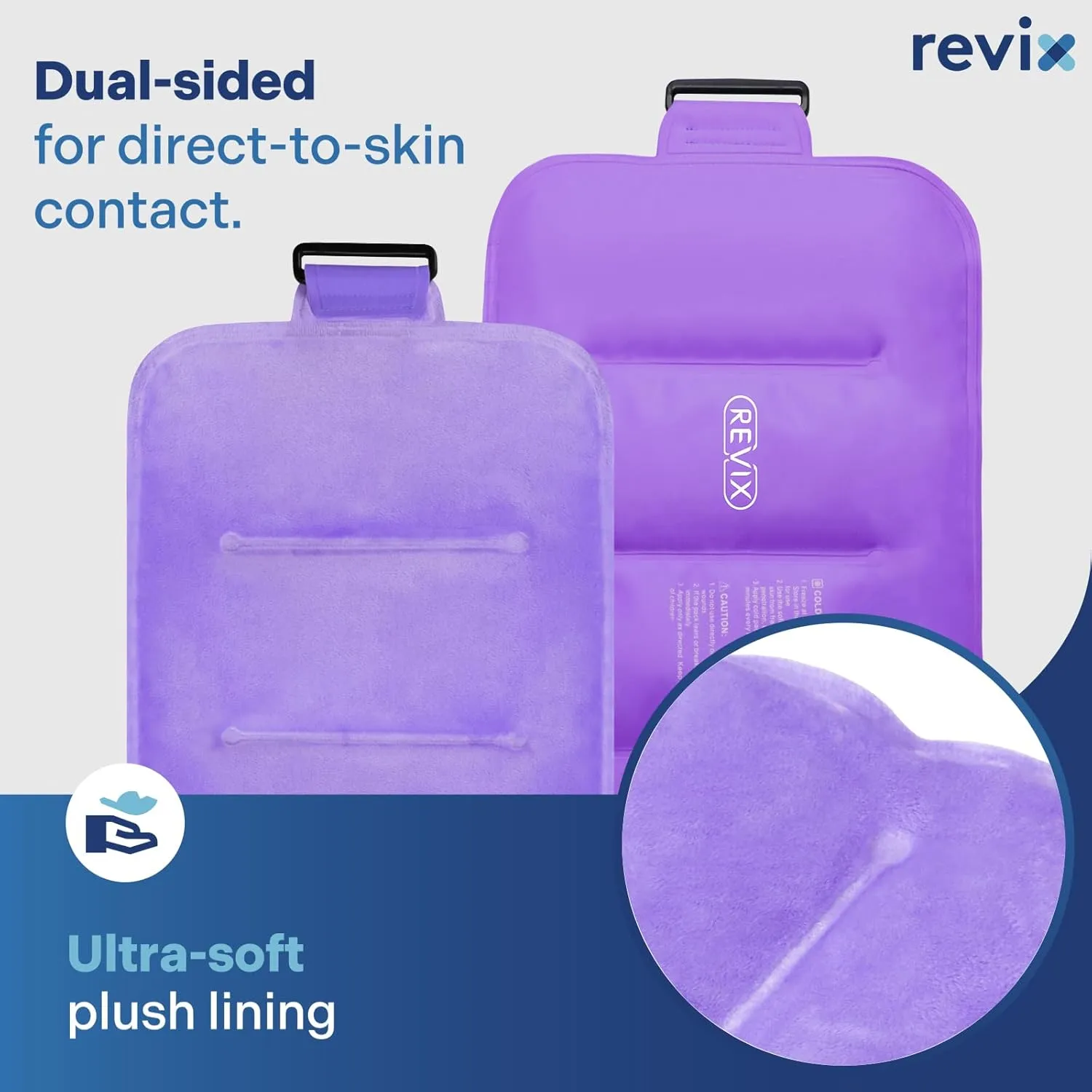 REVIX Ice Packs for Injuries Reusable Gel for Back, 16 × 9 ", Flexible Gel Cold Pack for Shoulder, Lower Back, Thigh, Arm, Cold Compress Therapy Cooling Pad with Strap