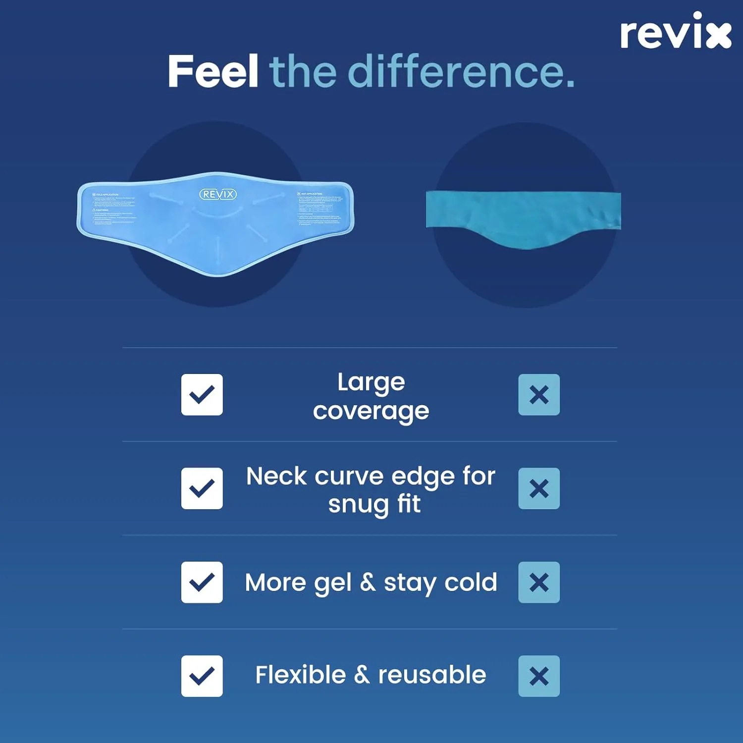 REVIX Neck Ice Pack Wrap – Reusable Hot Cold Gel Pack for Neck and Shoulder, Large Flexible Design with Soft Plush Lining, Cervical Gel Ice Wrap Ideal for Post-Workout Recovery, Fatigue & Relaxation