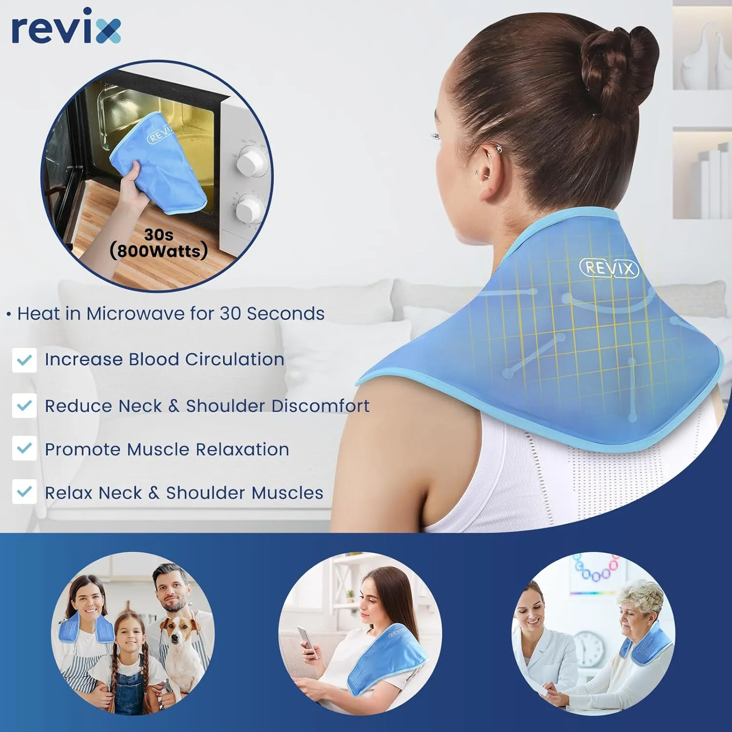 REVIX Neck Ice Pack Wrap – Reusable Hot Cold Gel Pack for Neck and Shoulder, Large Flexible Design with Soft Plush Lining, Cervical Gel Ice Wrap Ideal for Post-Workout Recovery, Fatigue & Relaxation