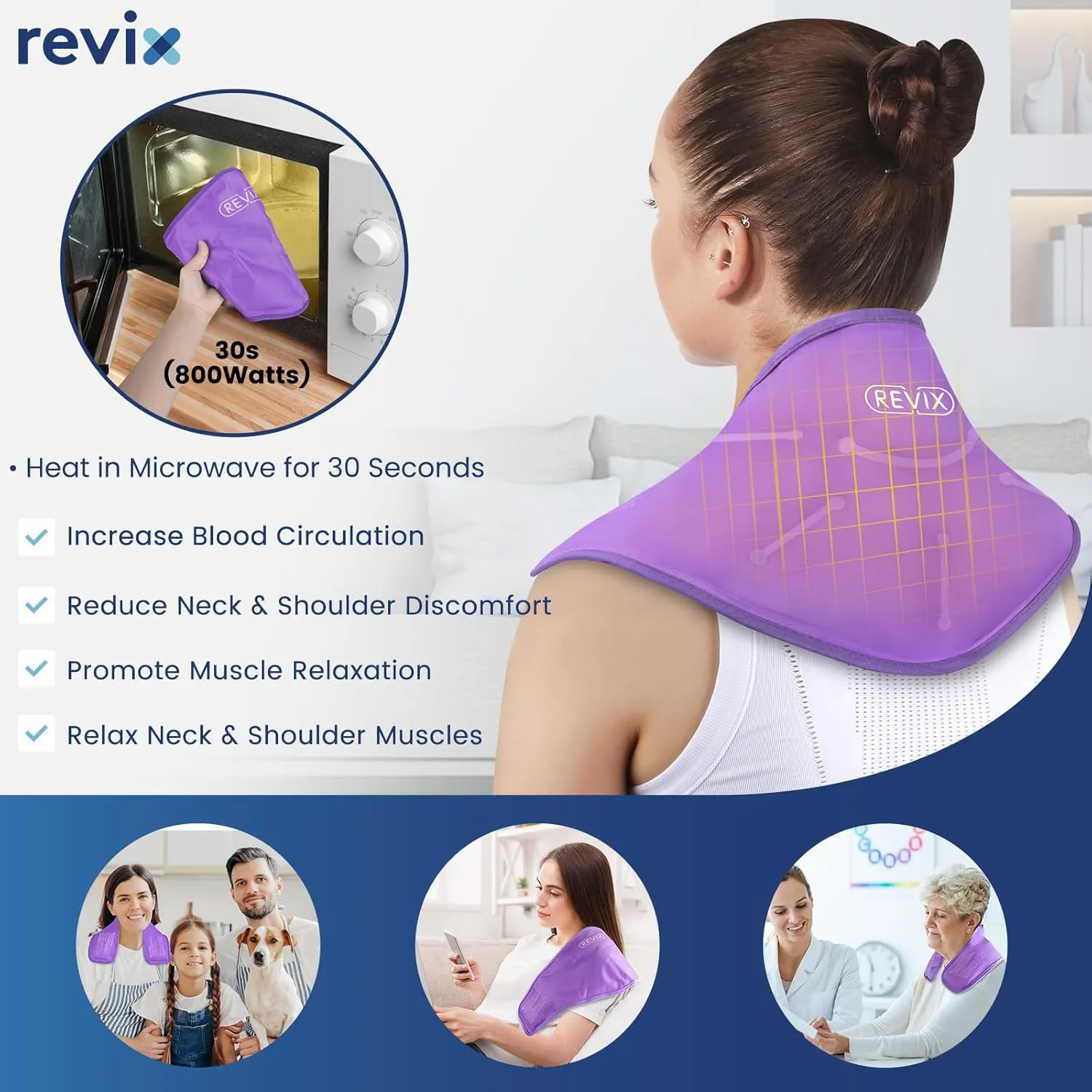 REVIX XL Ice Packs for Neck Discomfort Gel Cold Wraps for Relaxation, Hot Cold Compress for Neck and Shoulders, Ease Tiredness and Promote Post-Workout, Purple 2 Packs