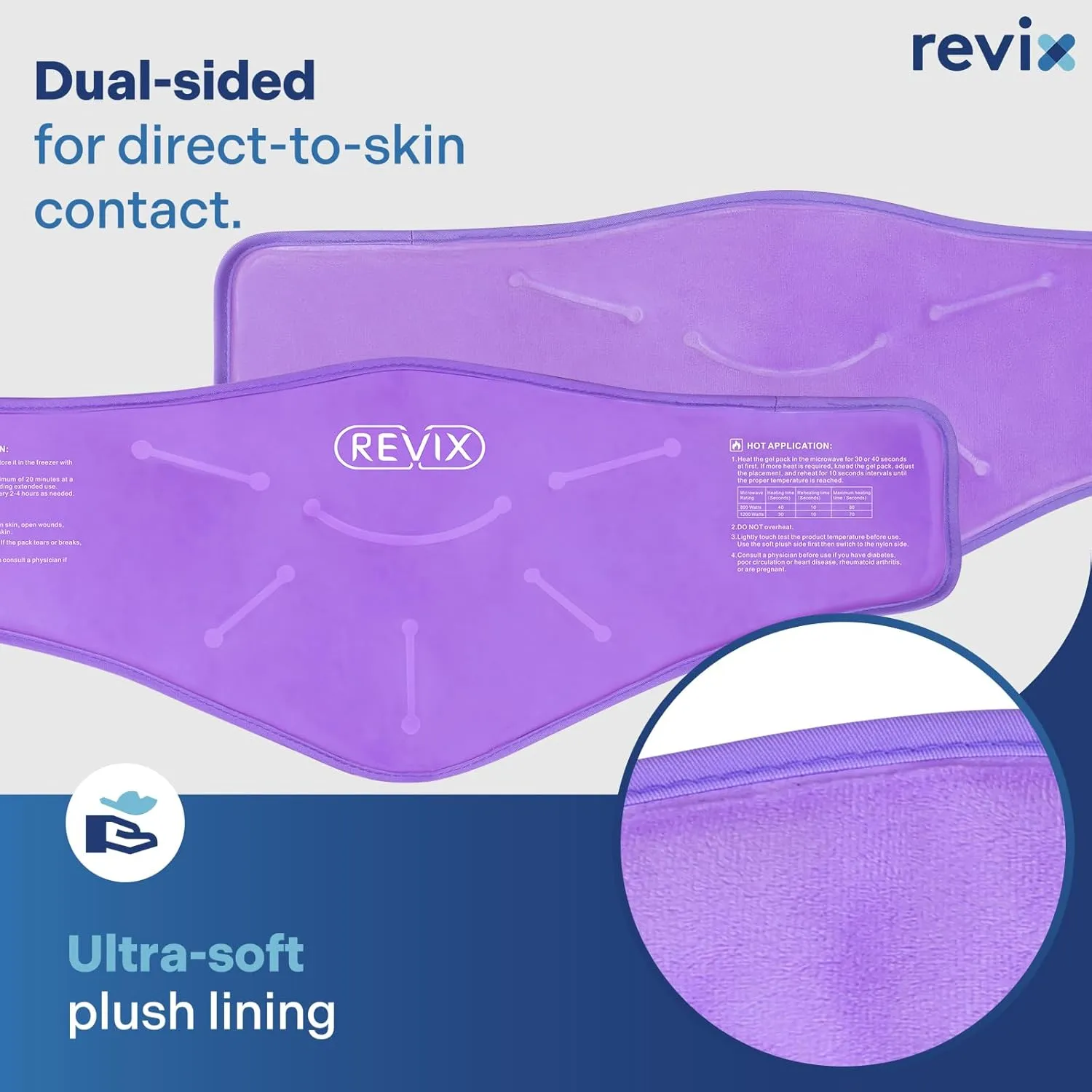 REVIX XL Ice Packs for Neck Discomfort Gel Cold Wraps for Relaxation, Hot Cold Compress for Neck and Shoulders, Ease Tiredness and Promote Post-Workout, Purple 2 Packs