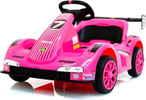 Ride on car, Electric Go Kart, 12V Battery Powered Ride On Car w/Remote Control, Safety Belt, Slow Start, Music, 4 Wheel Electric Vehicle for Kids, Gift for Boys Girls