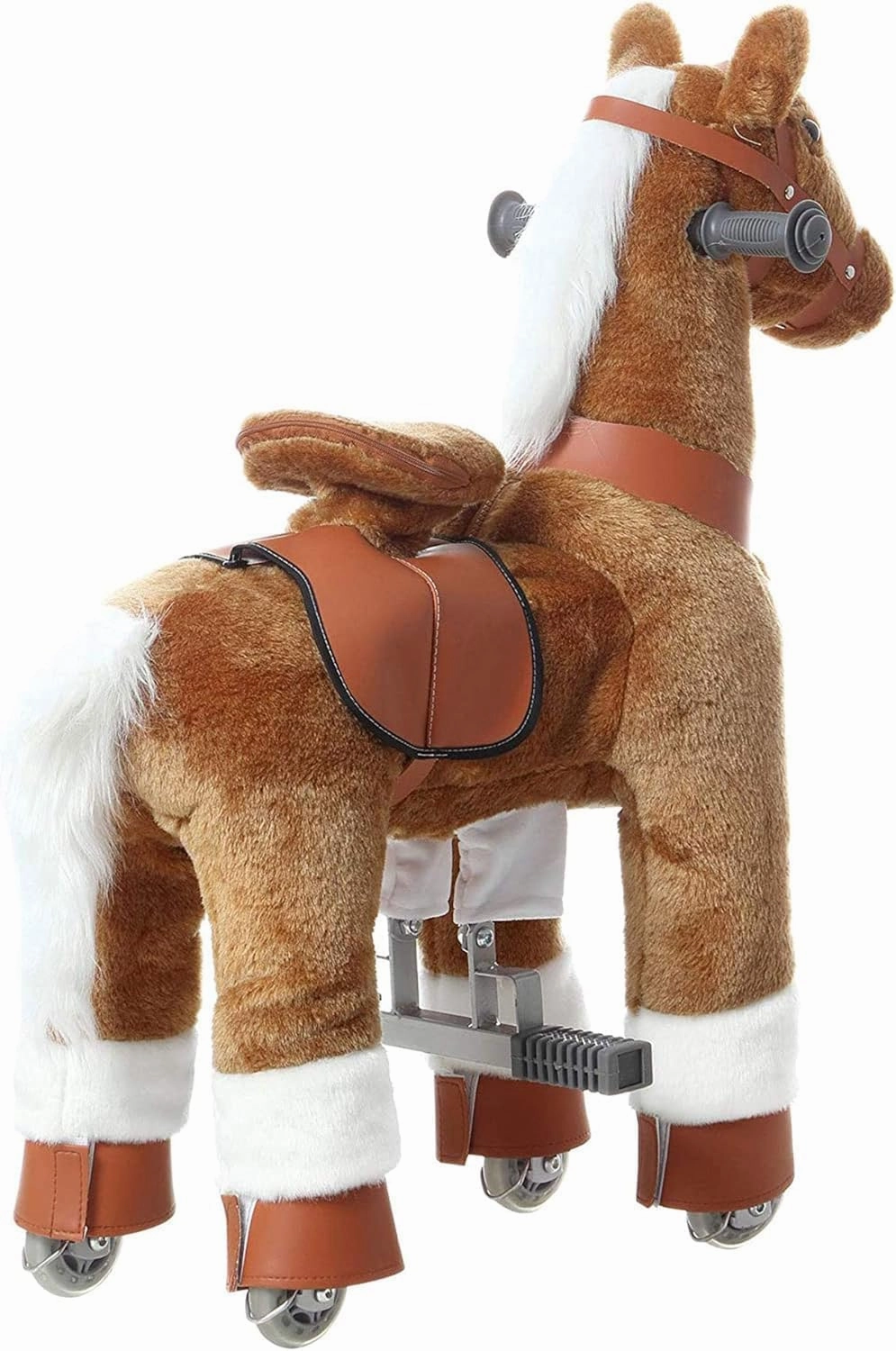 Ride on Horse Toys, Kids Riding Horse Toys Ride on Toys for 3-6 Years Old, Premium Plush Animals Toys Walking Horse with Wheels (Brown, 25.9" L x 12.2" W x 28.3" H)