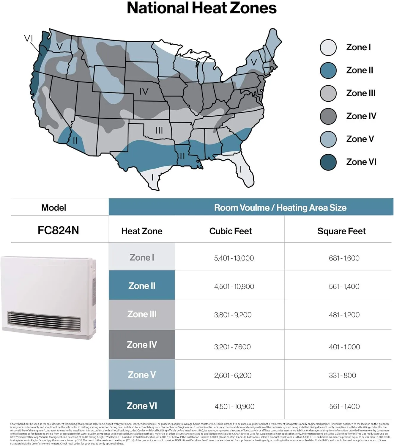 Rinnai FC824N Ventless Natural Gas Heater, Energy-Efficient Space Heater with Programmable Thermostat
