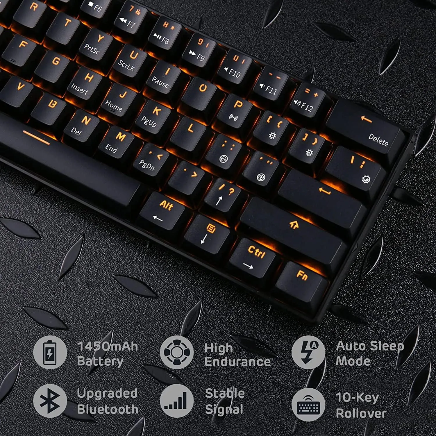 RK ROYAL KLUDGE RK61 Wireless 60% Triple Mode Mechanical Keyboard, 61 Keys Bluetooth Mechanical Keyboard, Compact Gaming Keyboard with Programmable Software (Hot-Swappable Red Switch, Black)