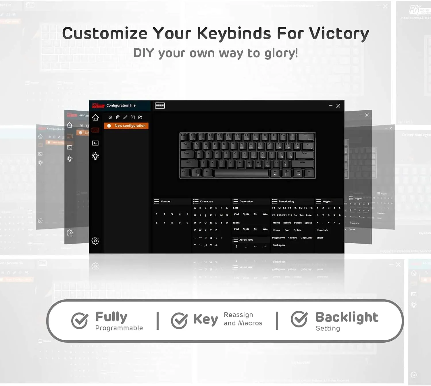 RK ROYAL KLUDGE RK61 Wireless 60% Triple Mode Mechanical Keyboard, 61 Keys Bluetooth Mechanical Keyboard, Compact Gaming Keyboard with Programmable Software (Hot-Swappable Red Switch, Black)