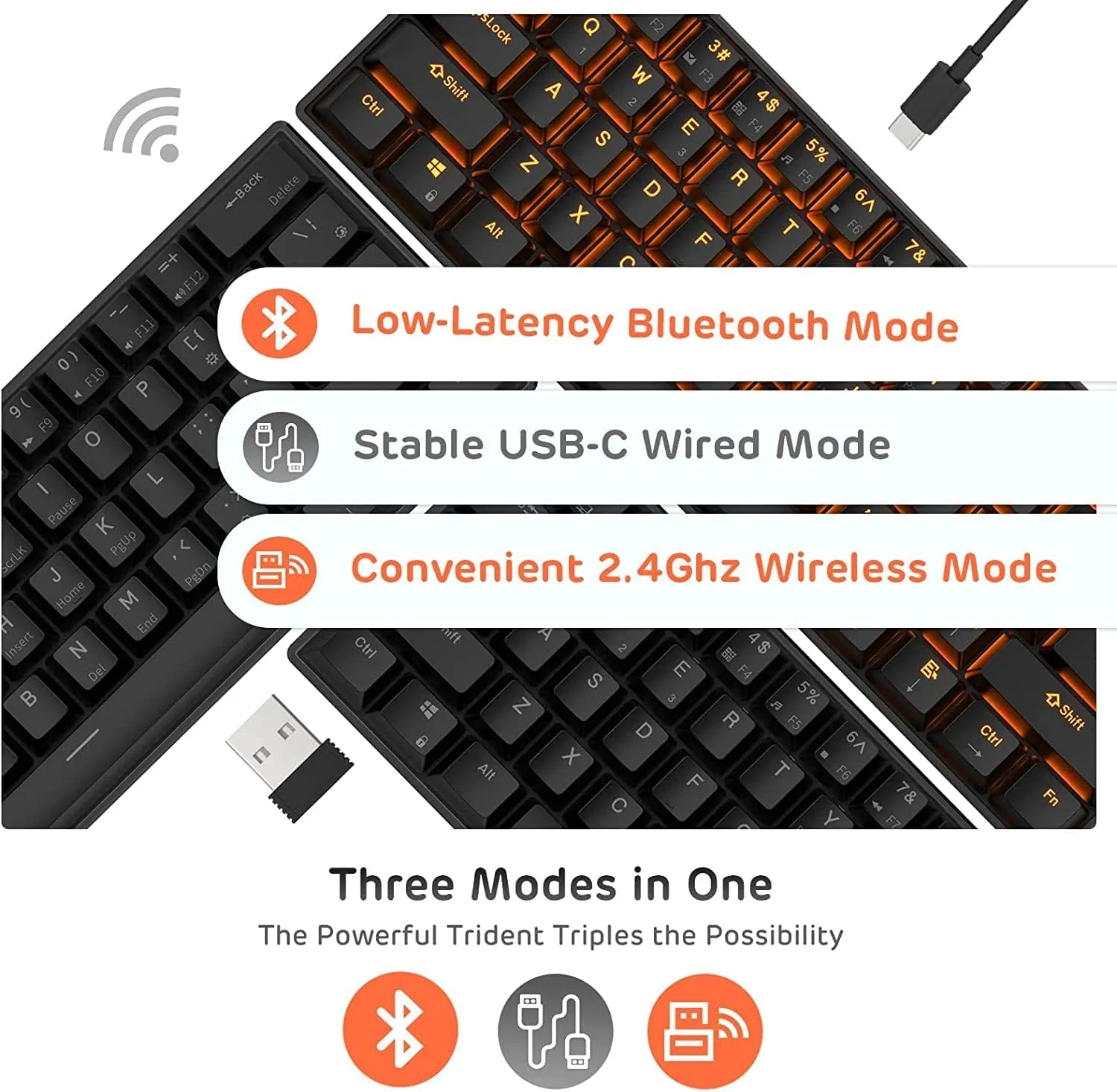 RK ROYAL KLUDGE RK61 Wireless 60% Triple Mode Mechanical Keyboard, 61 Keys Bluetooth Mechanical Keyboard, Compact Gaming Keyboard with Programmable Software (Hot-Swappable Red Switch, Black)