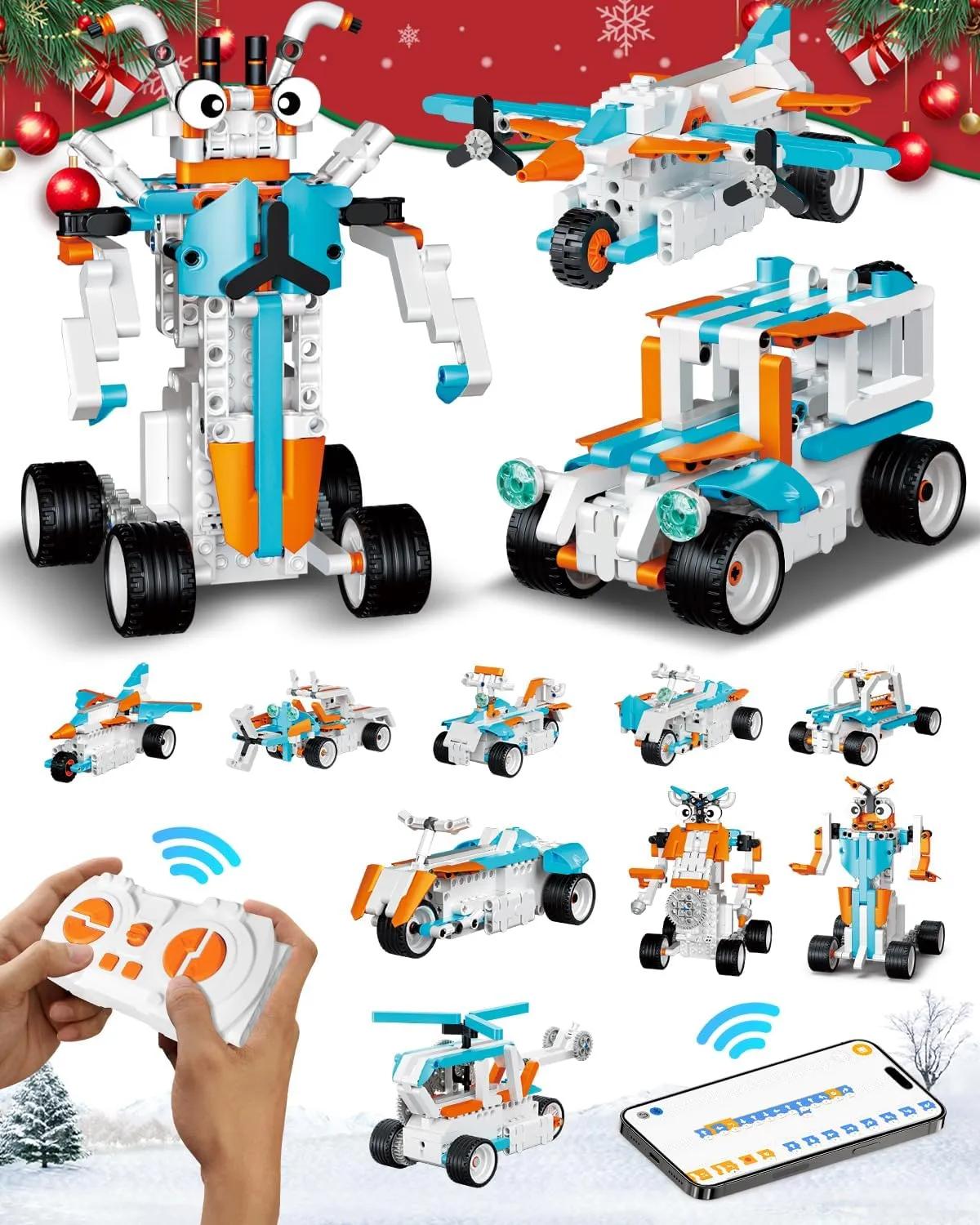 Robot Building Kits for Kids, 12-in-1 Stem Toys for Boys Age 6-12, APP & Remote Control Educational Coding Building Sets, Programmable Robot for Kids, Rechargeable Robotic Kit Gifts for Girls Boys