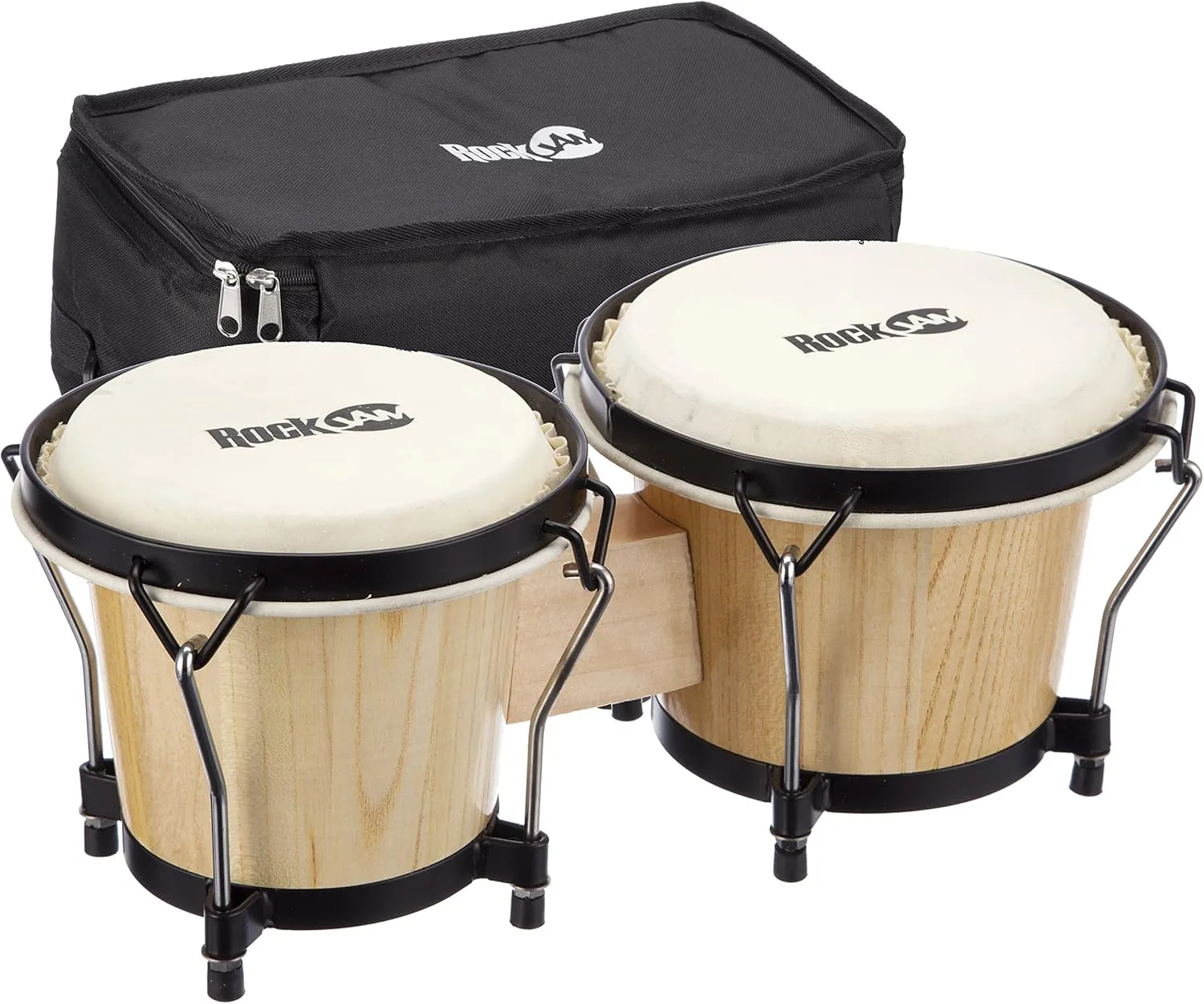 RockJam 7" and 8" Bongo Drum Set with Padded Bag and Tuning Key, Natural