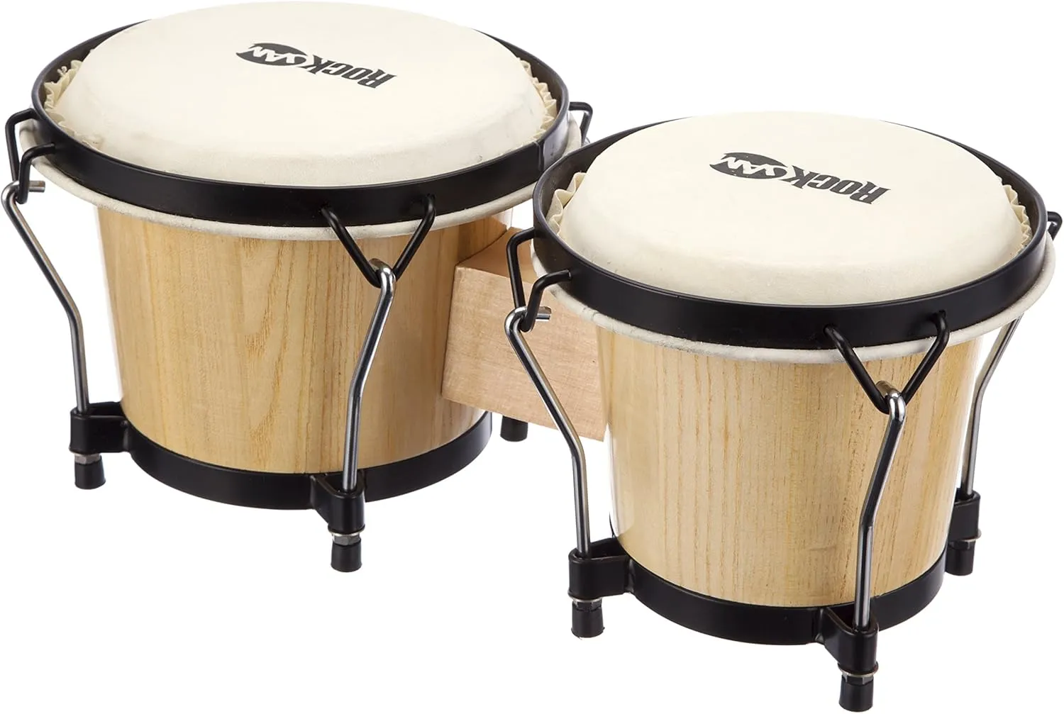 RockJam 7" and 8" Bongo Drum Set with Padded Bag and Tuning Key, Natural