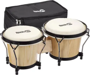 RockJam 7" and 8" Bongo Drum Set with Padded Bag and Tuning Key, Natural