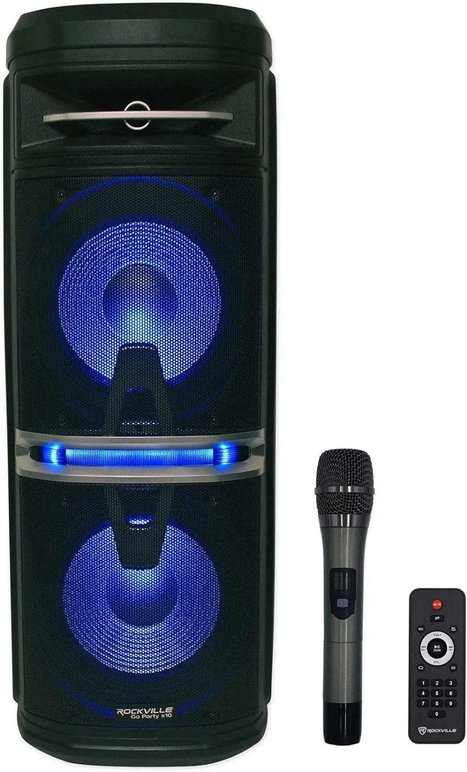 RockvilIe Go Party X10 Rechargeable DJ Backyard Party Speaker w/Bluetooth Mic