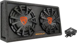 Rockville RG212CA 2000W Dual 12" Powered Car Subwoofer Enclosure, 4-Ohm, Slim Vented Design, Built-in Amplifier, Deep Bass, Perfect for Car Audio Enthusiasts